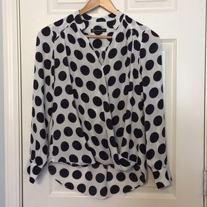 INC Blouson Polka-Dot Top